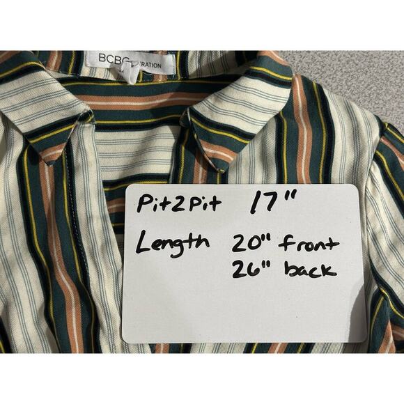 BCBG | XSmall | Wrap Front High Low Tunic Blouse Long‎ Sleeve Collared career - Picture 6 of 6